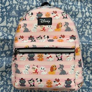 Loungefly Disney Dogs & Cats Pink Striped Backpack